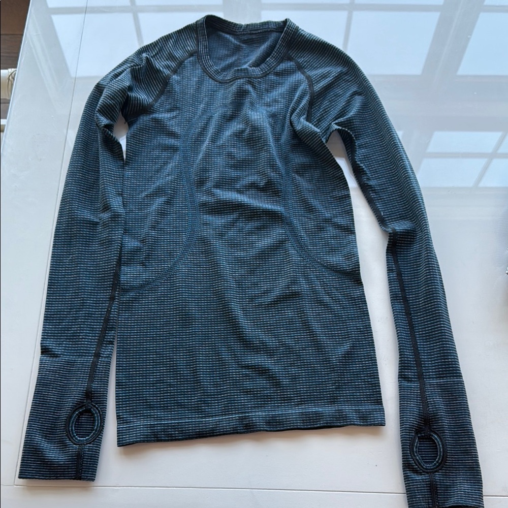 Blue Long Sleeve Athletic Top